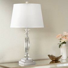 Accent Table Lamp Clear Crystal Column for Living Room Bedroom Office