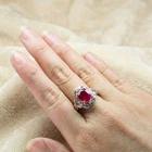 Astonishing Blood Red Ruby Oval 3.35Ct 925 Sterling Silver White Gold Rings