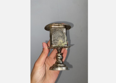 Reserved Bundle for ben.hirsh - Vintage Brass Candle Holder & Jerusalem Kiddush