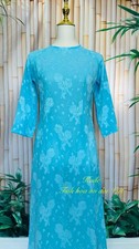 Vietnamese long dress|áo dài tơ ren hoa| Round neck - no Pants