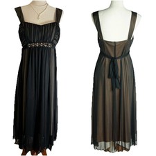 Connected Apparel Size 12 Y2K Fairy Whimsigoth Black Mesh Nude Overlay Dress