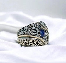 Natural Blue Sapphire Sterling Silver 925 Handmade Ring, Real Blue Sapphire Ring
