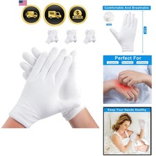 3 Pairs for Dry Hands Sleeping, Cotton Gloves for Eczema Lotion, Hand Gloves...