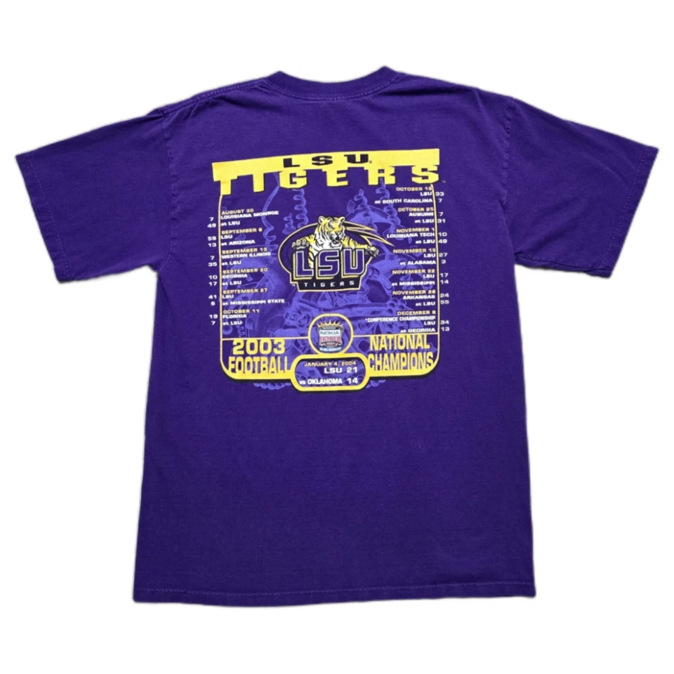 Camiseta De Colección LSU Fútbol 2003 Campeones Nacionales Púrpura Para Hombre L Doble Cara Foto 2 de 4