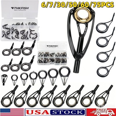 THKFISH Fishing Rod Tip Repair Kit, Ceramic Guide Replacement Set with Box New