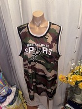 San Antonio Spurs Mens NIKE XL Jersey Camouflage Stitched Patch Logo Mint