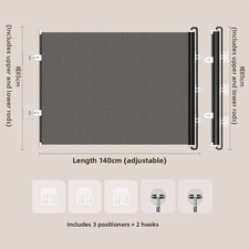 Black Retractable Pet Gate for Cats and Dogs Easy Setup Double Hook Design