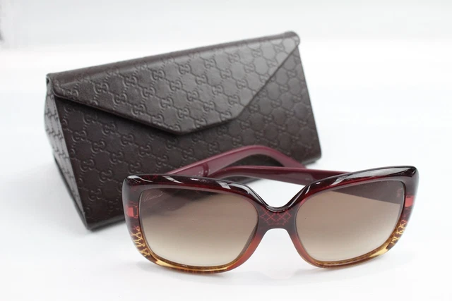 07 Gucci Oversized Square Sunglasses GG3574/S W8WOH in Bordeaux w/ Case & Cloth