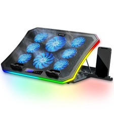 Laptop Cooling Pad RGB Gaming Notebook Cooler for Desk - Blue LED Light