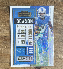 2020 Panini Contenders Adrian Peterson #7 Season Ticket Sparkle Detroit Lions
