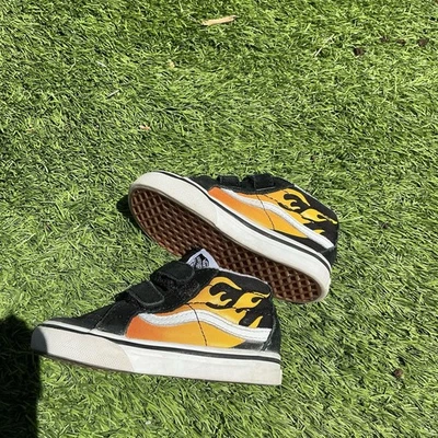 Vans Sk8-Mid Reissue V Toddler Size 5 Black Orange Flame Shoes - Image 1 of 4