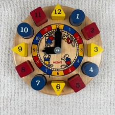 Holgate Toy Co Wooden Hickory Dickory Dock Clock Shape Sorter Puzzle Made in USA