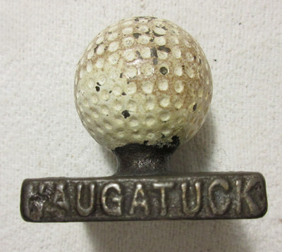 NAUGATUCK CT EASTERN MALLEABLE IRON CO. EARLY GOLF BALL ADVERETISING PAPERWEIGHT