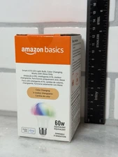 Amazon Basics Smart A19 LED Light Bulb, Color Changing, 9W