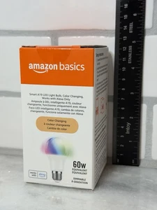 Amazon Basics Smart A19 LED Light Bulb,  Color Changing, 9W