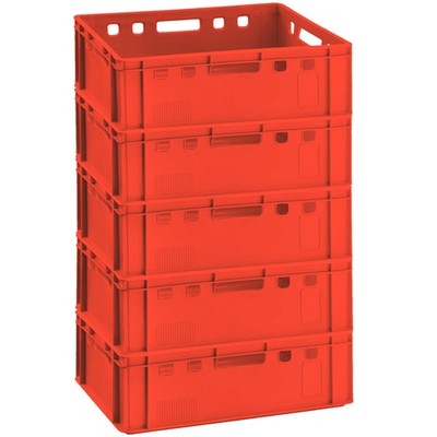 5x Fleischerkiste E2 Metzgerkiste rot Fleischkiste Stapelkiste Lagerkiste HDPE