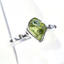 Natural Raw Peridot Stack Ring 925 Sterling Silver Peridot Birthstone Ring-RR155