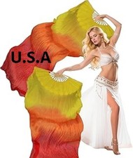 Belly Dance Silk Fan Veils 100 1.8m Top Quality USA Store