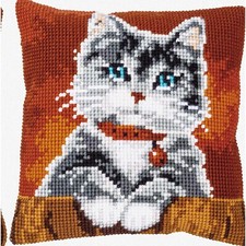 Purrfect Paws Chunky Cross Stitch Cushion Kit - Cat Collar Edition