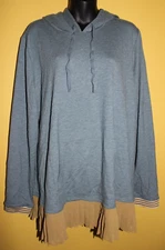 QVC LOGO Lori Goldstein French Terry Hoodie XL Chiffon Trim