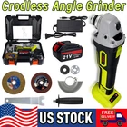 100mm Cordless Brushless Angle Grinder 21V with Battery & Charger 10000RPM