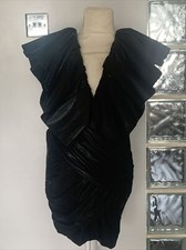 HOUSE OF CB “Dianna” Black Ruffle Frill Mini Dress Size XS New With Tags