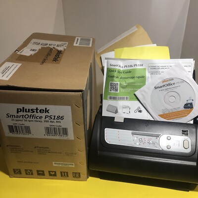 Plustek PS186 SmartOffice High Speed Document Scanner Complete With Disk & Instr