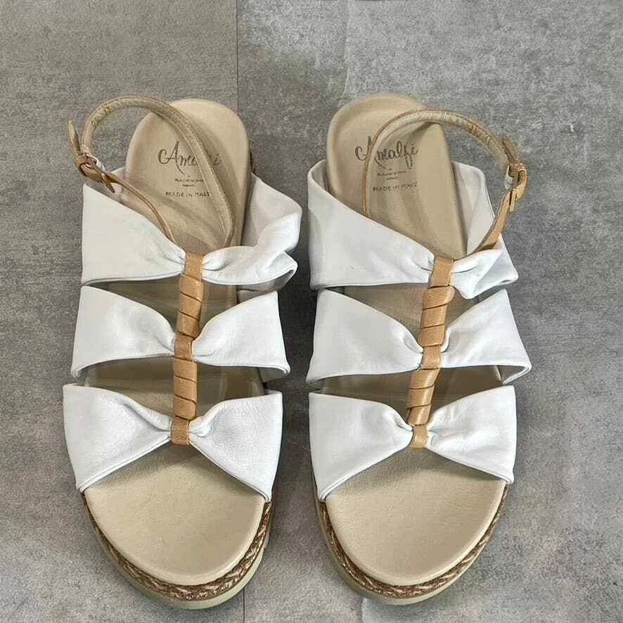 Amalfi By Rangoni Women's White Parmasoft Leather Brent Platform Sandals SZ 9.5 - Image 4 of 4