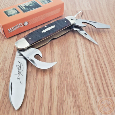 Marbles Scout King Dave Pocket Knife Stainless Blades Brown Jigged Bone Handle