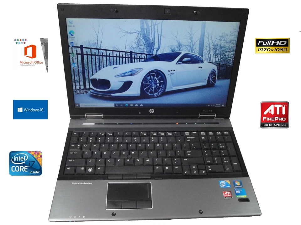 HP EliteBook 8540W Core i7 Quad 1.87 8GB 256Gb SSD Radeon M5800 DVD FHD Win10 - Immagine 2 di 4
