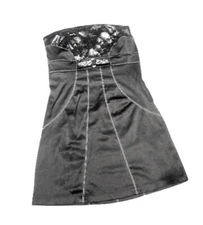 Mayo Chix Black Satin & Diamante Trim Little Dress Size Small UK