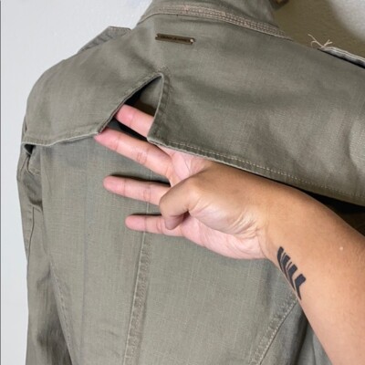 MANTEAU JEAN MILITAIRE DKNY FEMME - Taille L - Vert Olive - Occasion Très Bon état (petits Défauts)