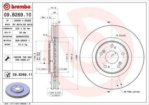 Brembo 09.B309.10 - Disques De Frein Avant Ventilés - Jeu De 2 - Qualité Premium Pour Toyota Yaris