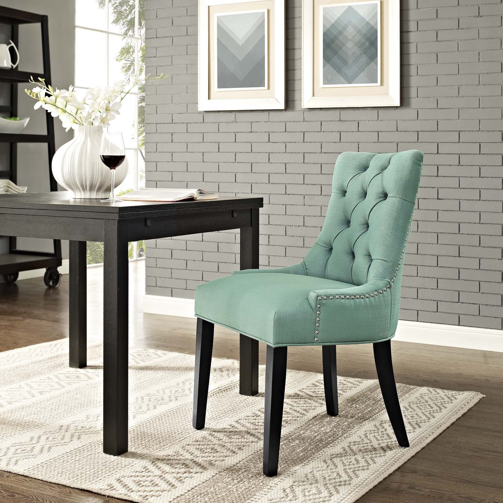 Modway Tufted Laguna Upholstered Fabric Nailhead Trim Parson
