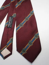 Mark Cross Silk Preppy Tie Nautical Coat of Arms Burgundy 3.25" Blue Green Ivy