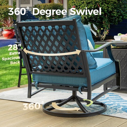 4 Piece Patio Furniture Set Outdoor Conversation Set 2 Swivel Chair for Backyard - Picture 5 of 8