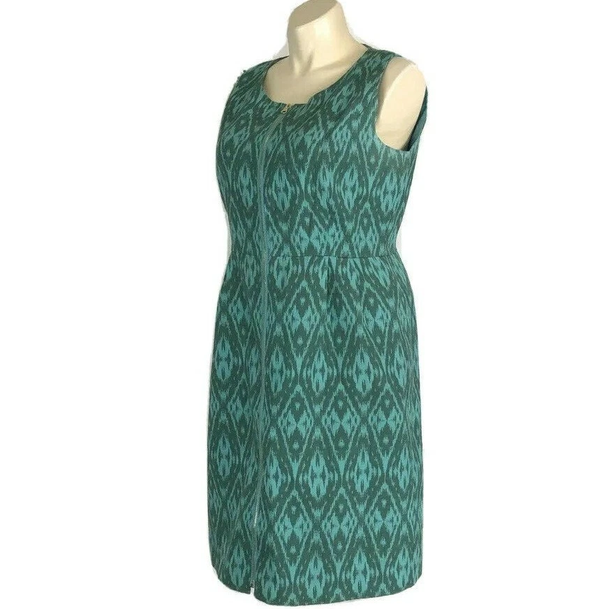 NUEVO CON ETIQUETAS VESTIDO ALEX MARIE 16 verde oliva turquesa dorado cremallera frontal funda carrera $129 Foto 3 de 4