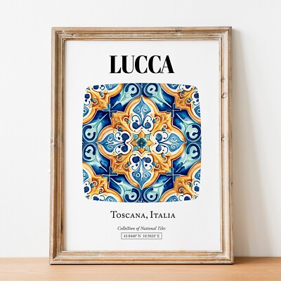 Lucca Tile Print | Tuscan Traditional Tile Pattern Wall Art