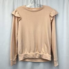 Lauren Conrad Womens Crew Neck Coral Ruffle Shoulder Sweatshirt Size XS