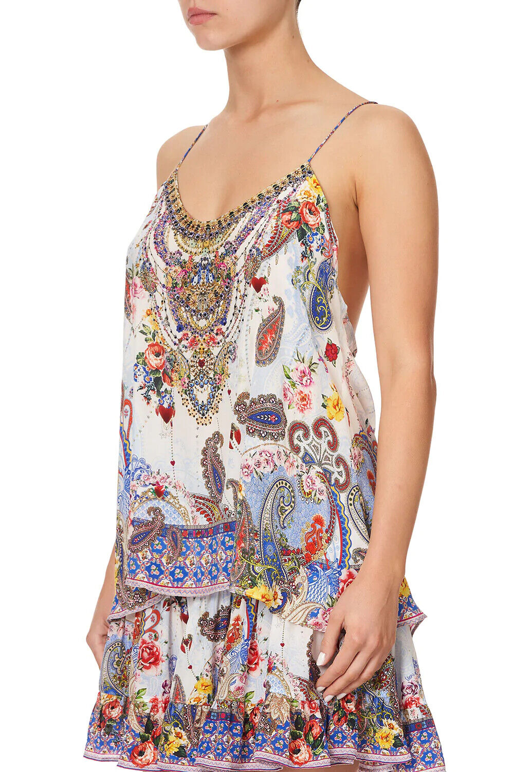CAMILLA Relaxed Silk Shoestring Top FRIDA FREEDOM Jewelled T-Back Size S BNWT