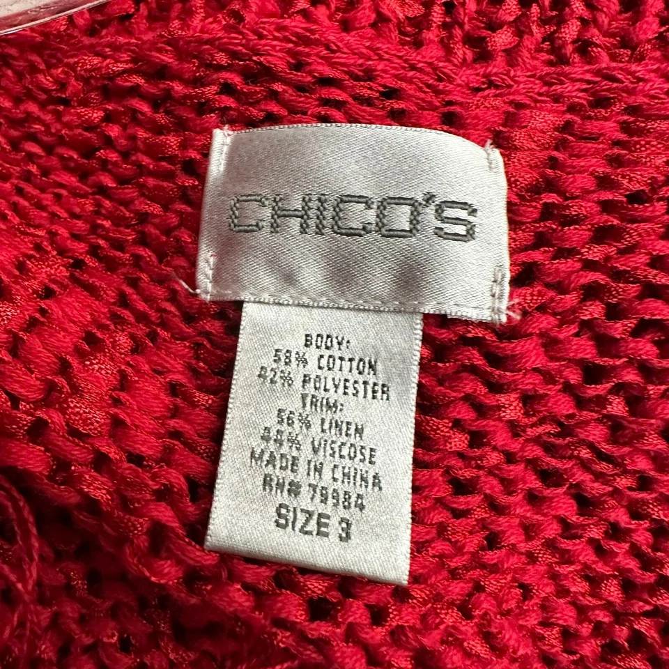 Cárdigan Chicos Mujer Frente Abierto Talla 3 US XL Rojo Flecos Boho Manga Larga Foto 3 de 4