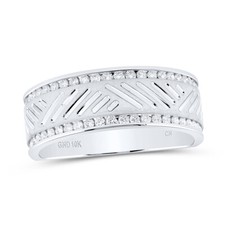 10k White Gold Mens Round Diamond Wedding Machine Set Band Ring 1/2 ctw 153322