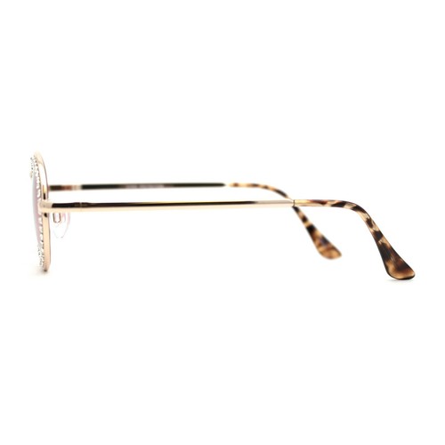 Kleine runde ovale Sonnenbrille mit voller Krone und Strass  - Bild 13 von 21