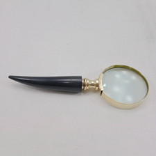 Brass Handheld Magnifying Glass With Curved Resin Handle