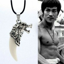 Collana con pendente ciondolo Dente di Lupo color Bianco da Uomo Zanna 