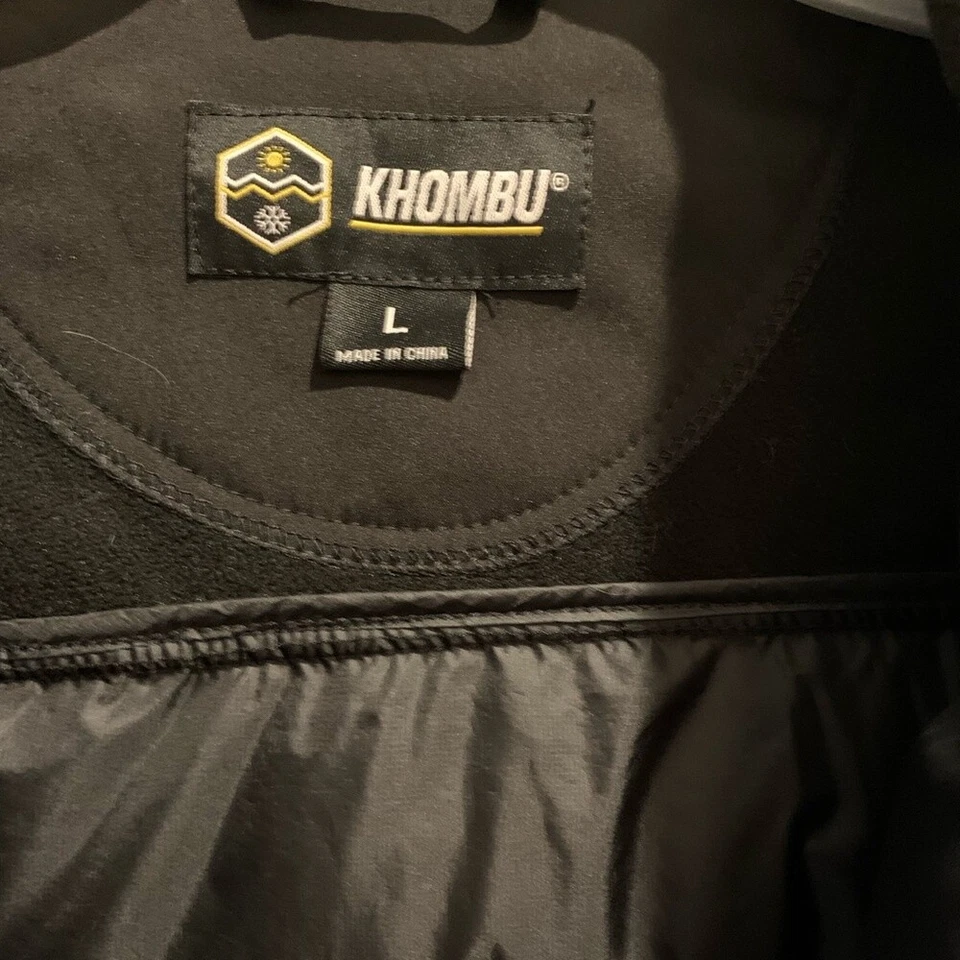 Abrigo acolchado cálido con bolsillos con cremallera relleno chaqueta negra talla grande Khombu para hombre Foto 4 de 4