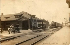 1913 Pana IL Illinois Railroad Train Station Depot RPPC Photo Postcard COPY