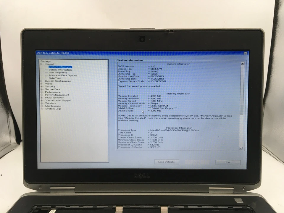 DELL LATITUDE E6430 - BOOTS TO BIOS - INTEL I5 3340U - NO RAM - READ DESCRIP -BB - Image 2 of 4