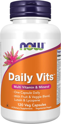 NOW Foods Supplements, Daily Vits  with Fruit & Veggie Blend, Lutein and Lycopen