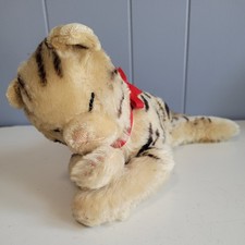 RARE Steiff Vintage Floppy Kitty/Tiger, Sleeping, Cat 15" Embroidered Eyes